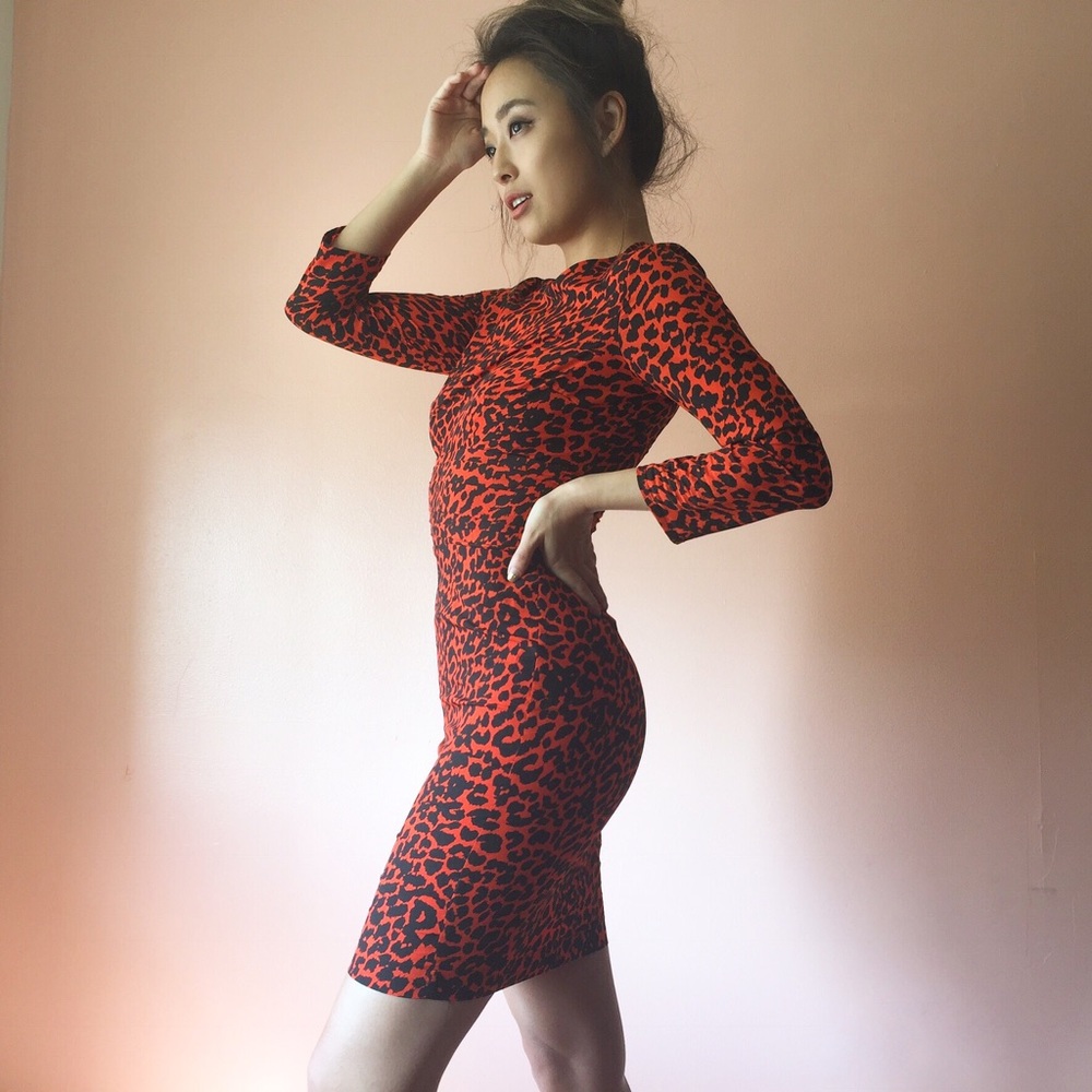 TopShop Orange Leopard Dress - Picture 1 of 4